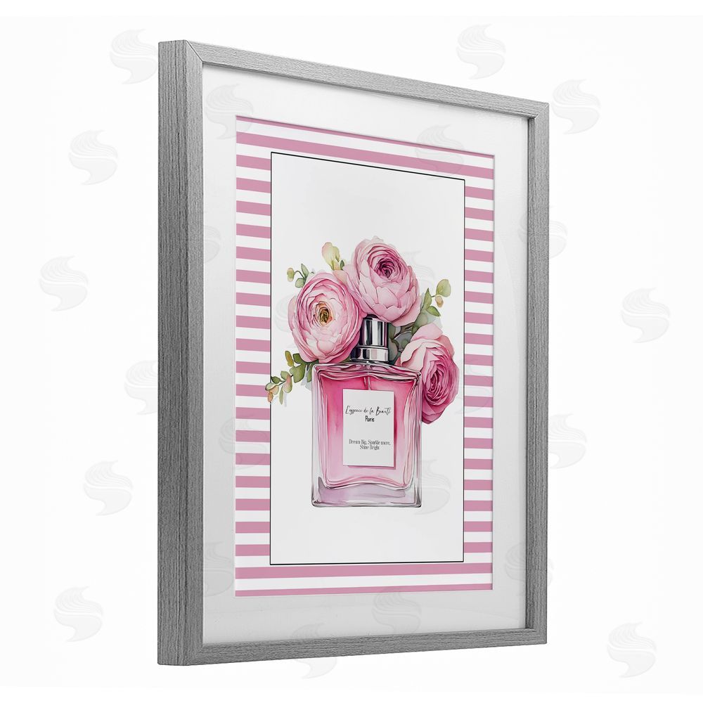 Christine Simpson Art Rosy Pink Perfume Bouquet Gray Framed Print Under Glass Wall Art