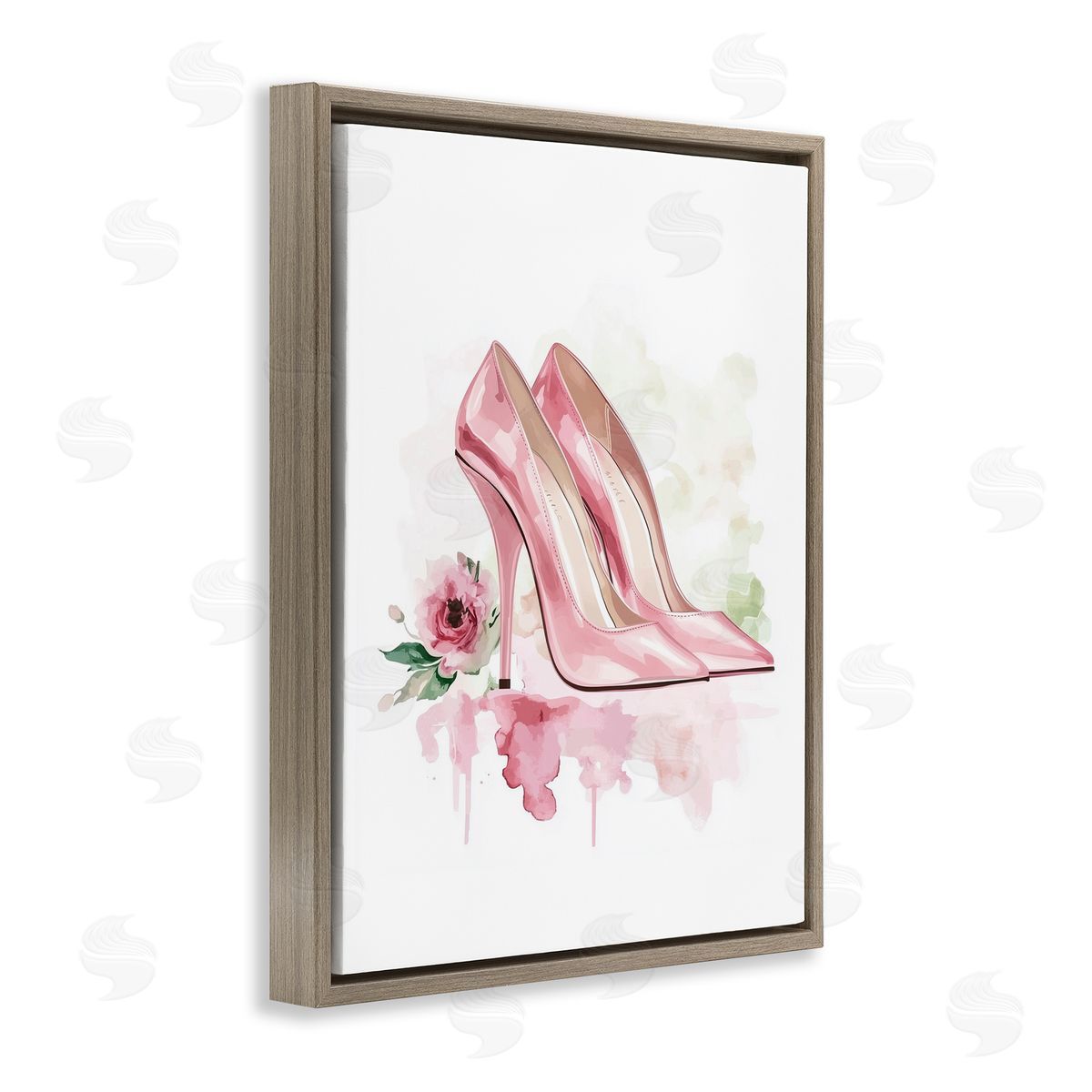 Christine Simpson Art Rosy Pastel Heels Brown Floating Frame Canvas Wall Art Print