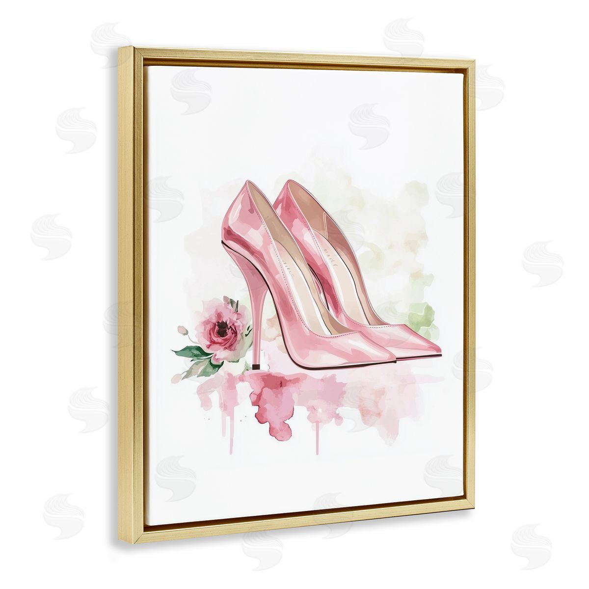 Christine Simpson Art Rosy Pastel Heels Gold Floating Frame Canvas Wall Art Print
