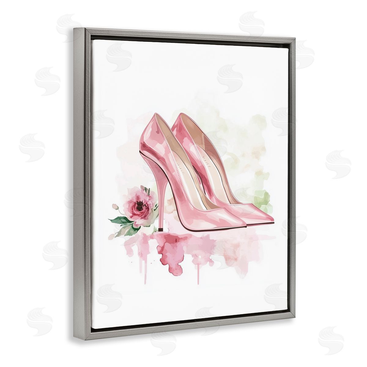 Christine Simpson Art Rosy Pastel Heels Gray Floating Frame Canvas Wall Art Print