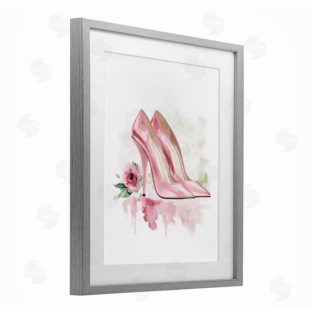 Christine Simpson Art Rosy Pastel Heels Gray Framed Print Under Glass Wall Art