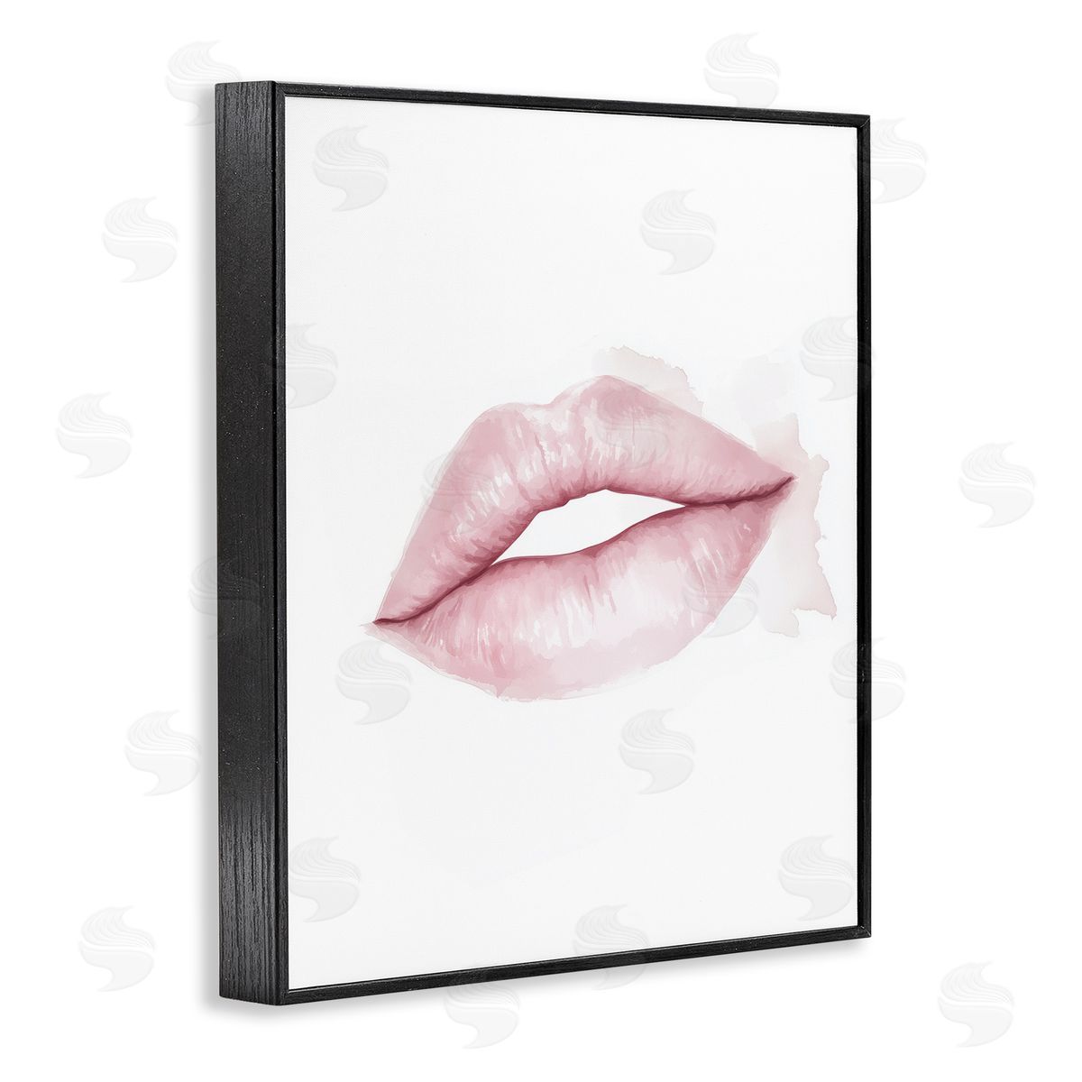 Christine Simpson Art Pink Lips Watercolor Black Framed Giclee Print Wall Art