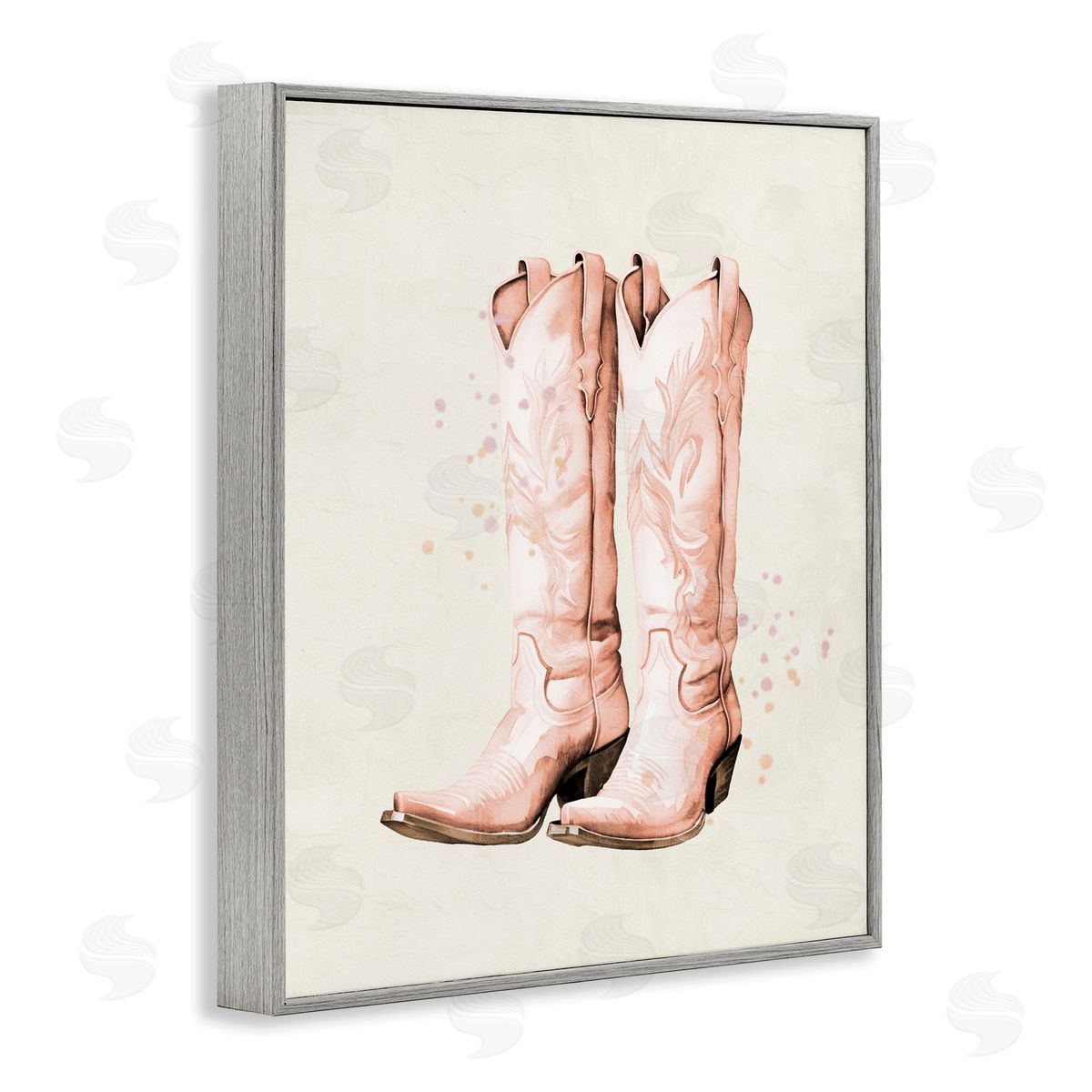 Kim Allen Howdy Cowgirl Pastel Boots Gray Framed Giclee Print Wall Art