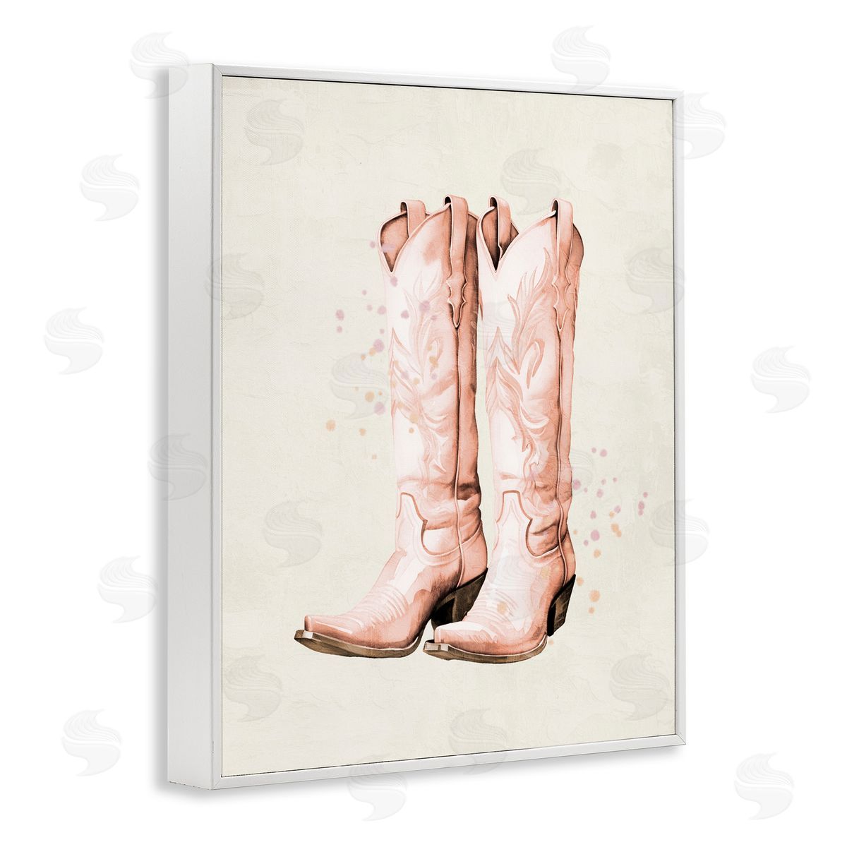 Kim Allen Howdy Cowgirl Pastel Boots White Framed Giclee Print Wall Art