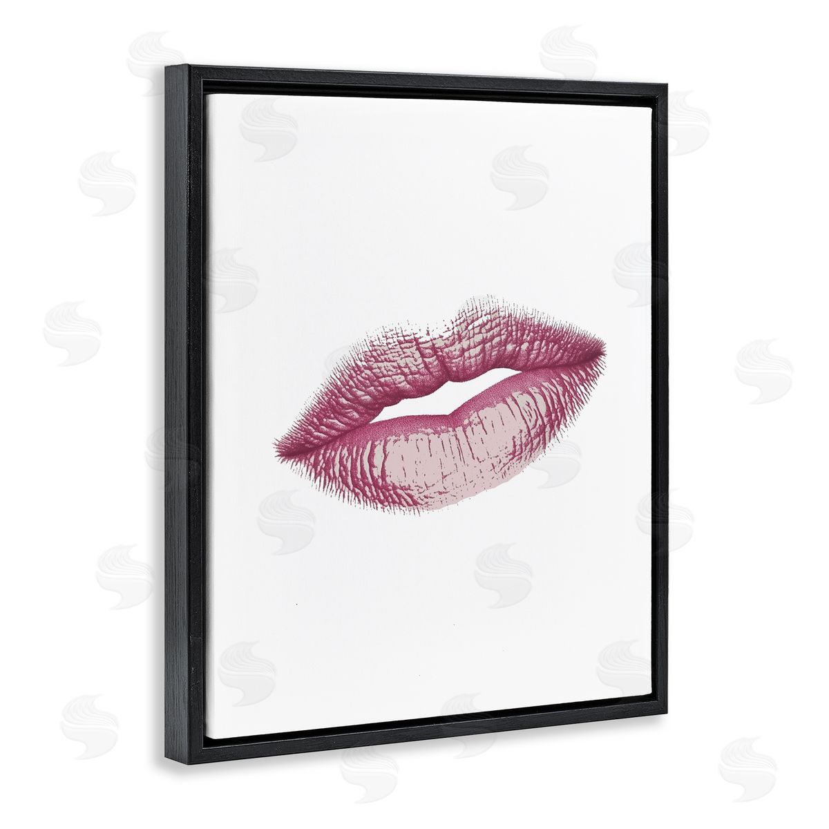 Christine Simpson Art Feminine Pink Lips Glam Black Floating Frame Canvas Wall Art Print