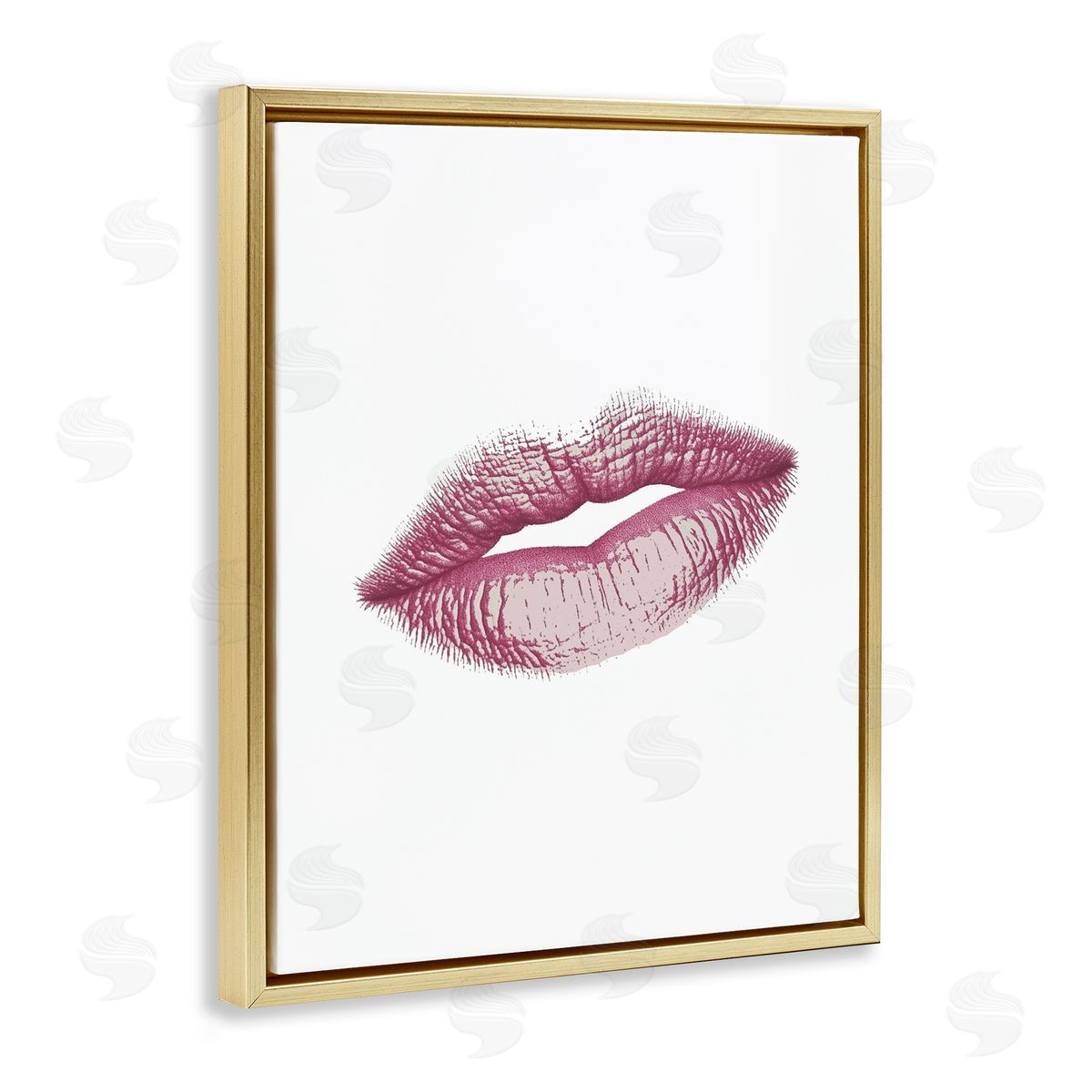 Christine Simpson Art Feminine Pink Lips Glam Gold Floating Frame Canvas Wall Art Print