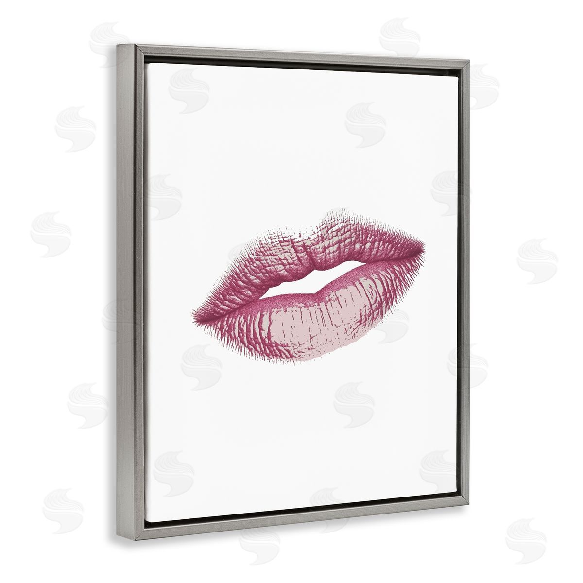 Christine Simpson Art Feminine Pink Lips Glam Gray Floating Frame Canvas Wall Art Print