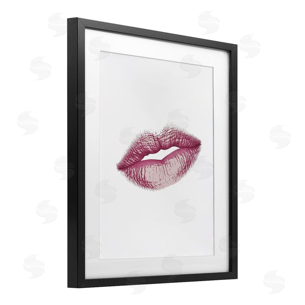 Christine Simpson Art Feminine Pink Lips Glam Black Framed Print Under Glass Wall Art