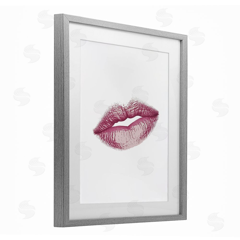 Christine Simpson Art Feminine Pink Lips Glam Gray Framed Print Under Glass Wall Art