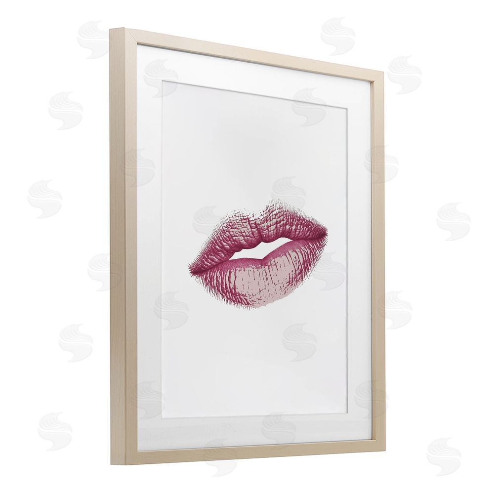 Christine Simpson Art Feminine Pink Lips Glam Brown Framed Print Under Glass Wall Art