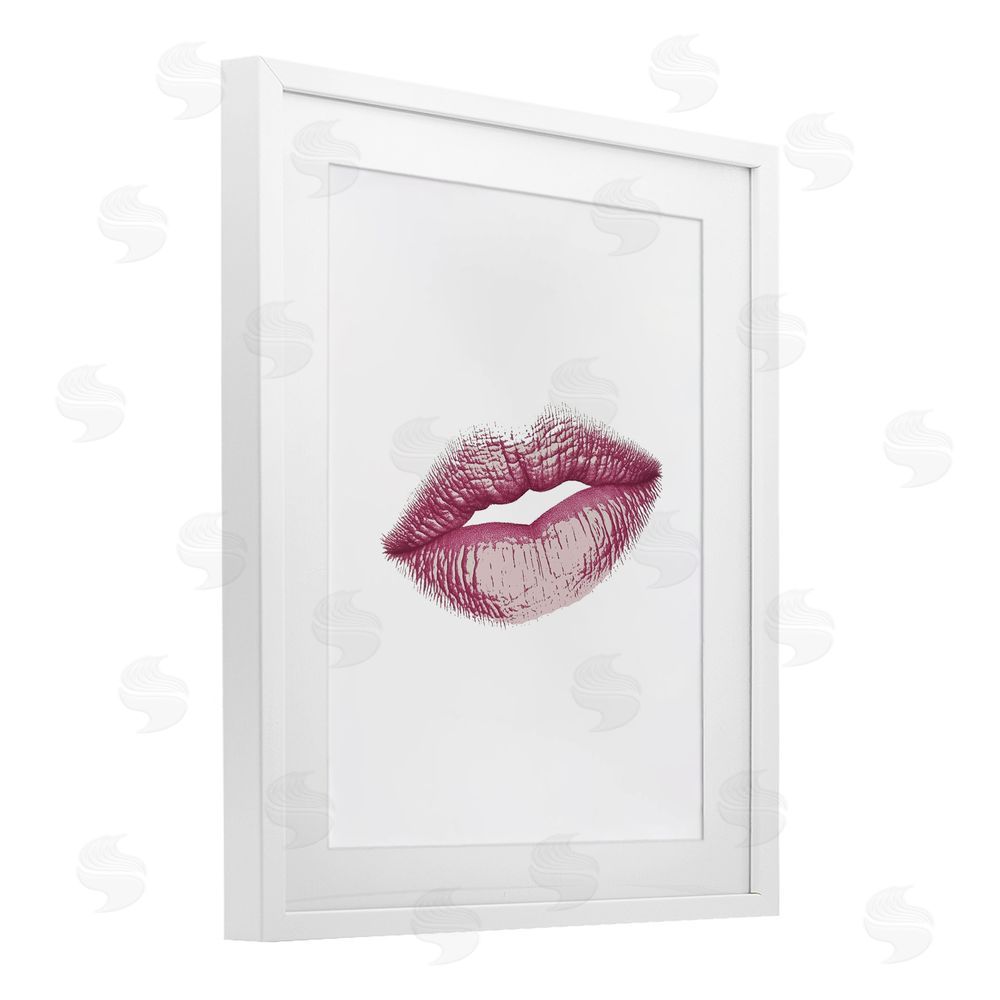 Christine Simpson Art Feminine Pink Lips Glam White Framed Print Under Glass Wall Art
