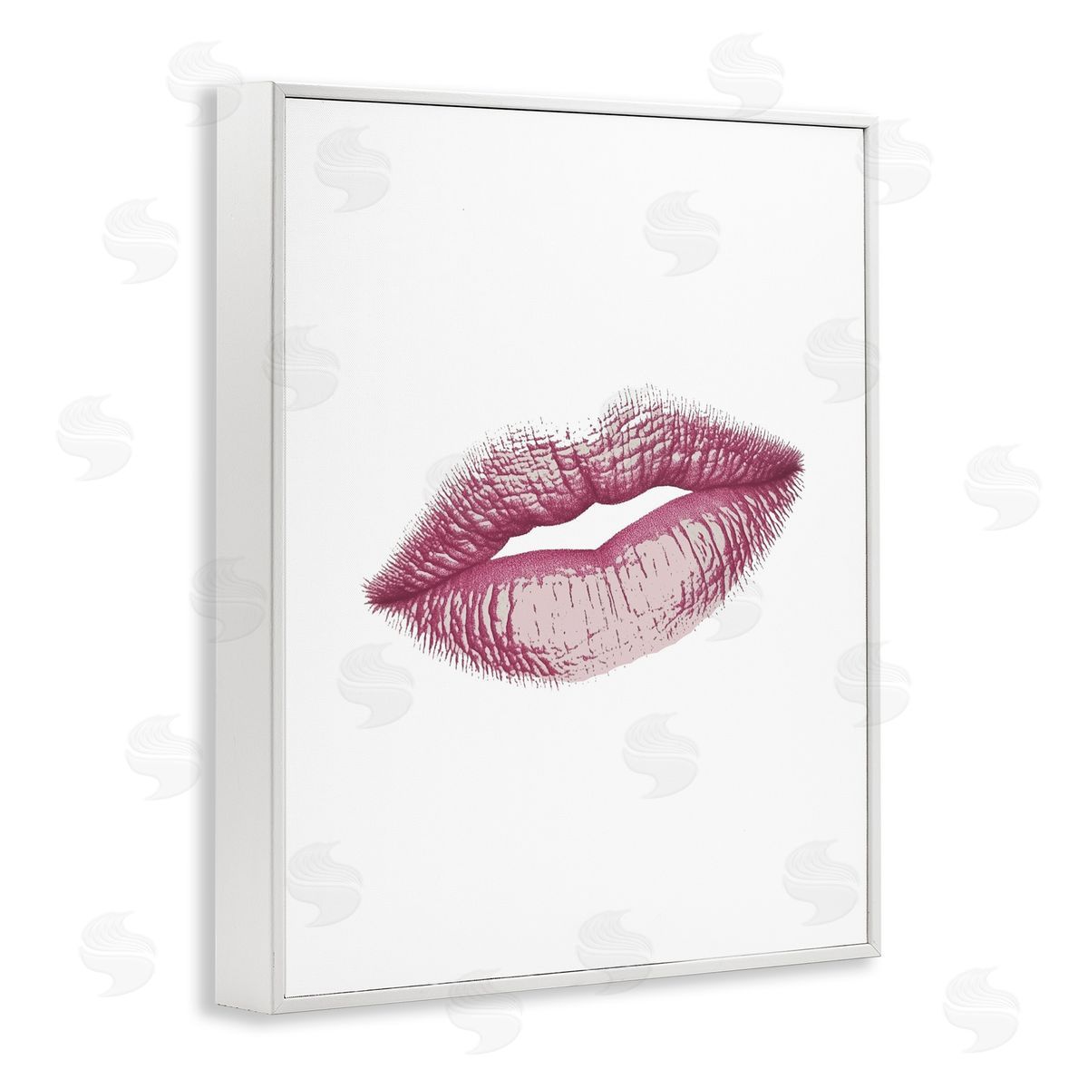 Christine Simpson Art Feminine Pink Lips Glam White Framed Giclee Print Wall Art