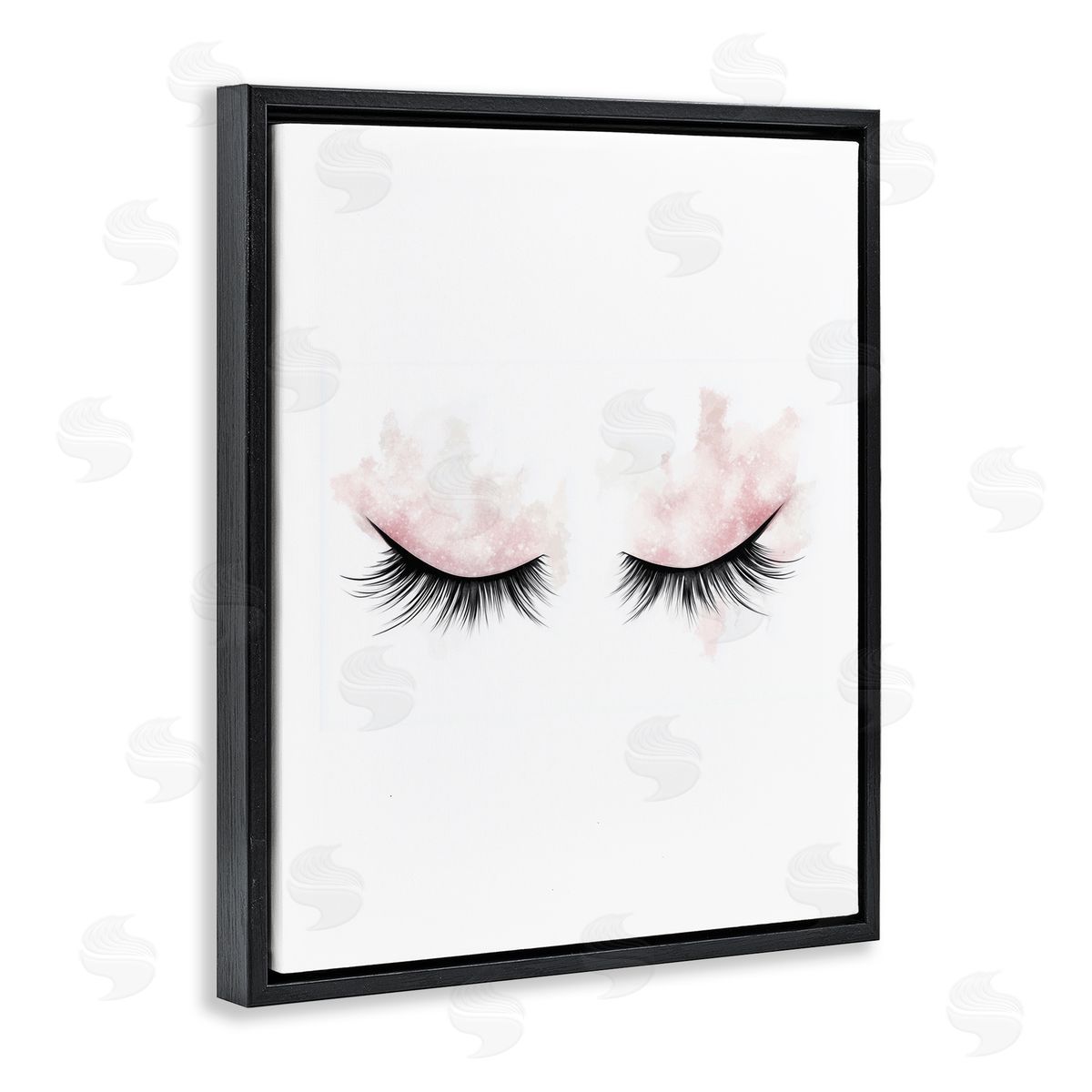 Christine Simpson Art Pastel Pink Makeup & Lashes Black Floating Frame Canvas Wall Art Print