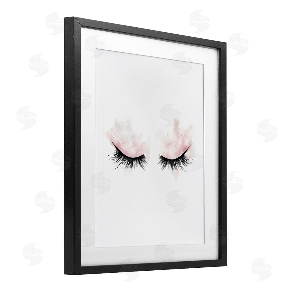 Christine Simpson Art Pastel Pink Makeup & Lashes Black Framed Print Under Glass Wall Art