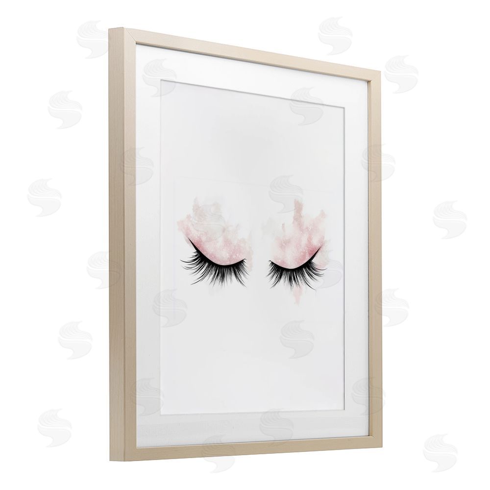 Christine Simpson Art Pastel Pink Makeup & Lashes Brown Framed Print Under Glass Wall Art