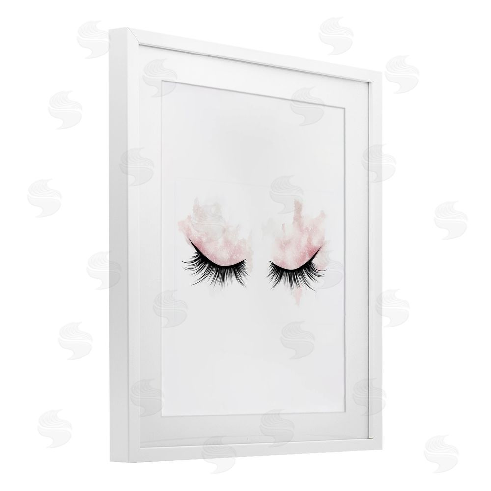 Christine Simpson Art Pastel Pink Makeup & Lashes White Framed Print Under Glass Wall Art