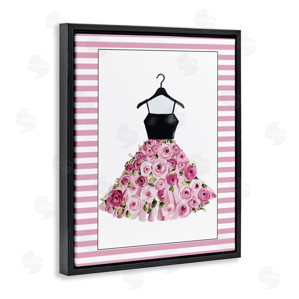 Christine Simpson Art Flower Bedecked Dress Black Floating Frame Canvas Wall Art Print