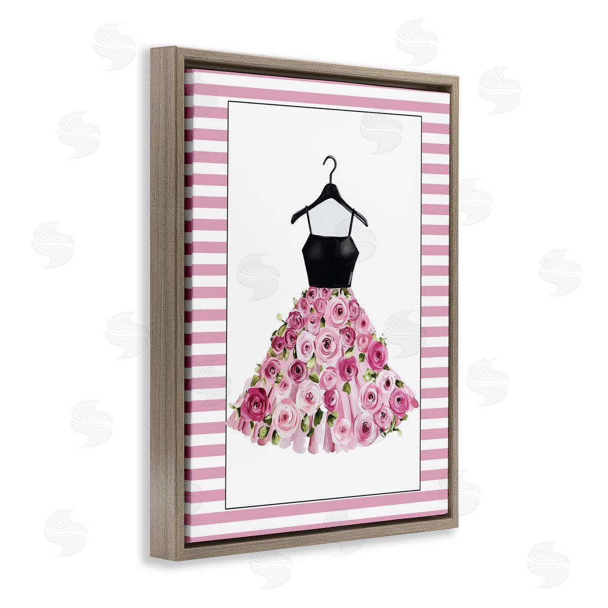 Christine Simpson Art Flower Bedecked Dress Brown Floating Frame Canvas Wall Art Print