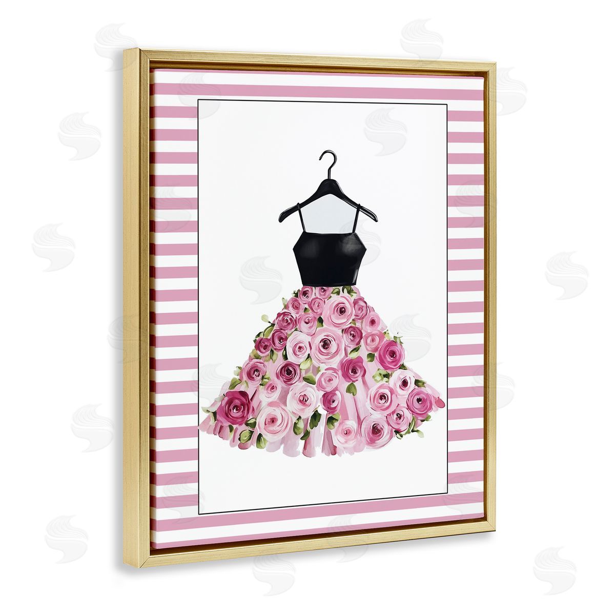 Christine Simpson Art Flower Bedecked Dress Gold Floating Frame Canvas Wall Art Print