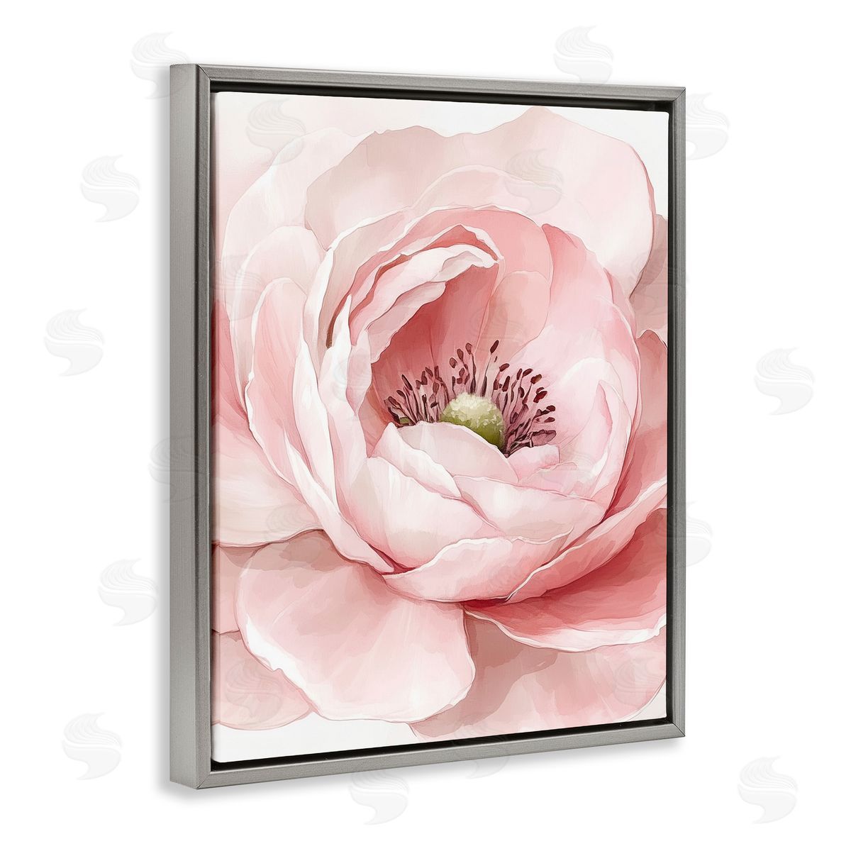 Christine Simpson Art Fresh Rosy Close Up Petals Gray Floating Frame Canvas Wall Art Print