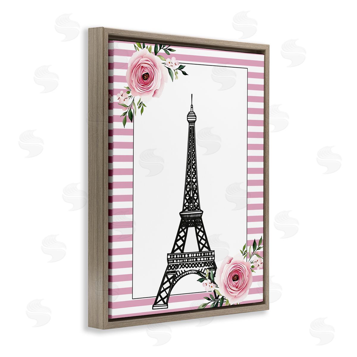 Christine Simpson Art Parisian Tower & Roses Brown Floating Frame Canvas Wall Art Print