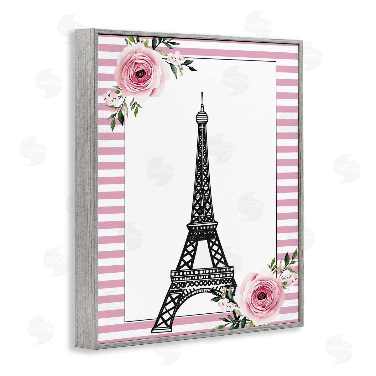 Christine Simpson Art Parisian Tower & Roses Gray Framed Giclee Print Wall Art