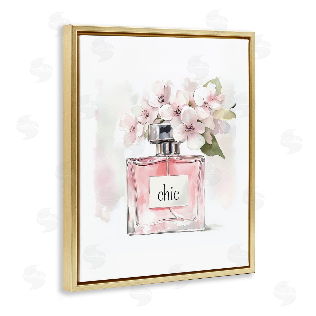 Christine Simpson Art Cherry Blossom Chic Perfume Gold Floating Frame Canvas Wall Art Print