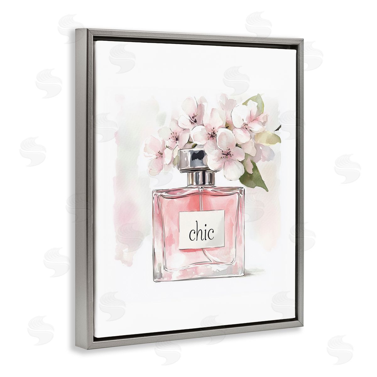 Christine Simpson Art Cherry Blossom Chic Perfume Gray Floating Frame Canvas Wall Art Print