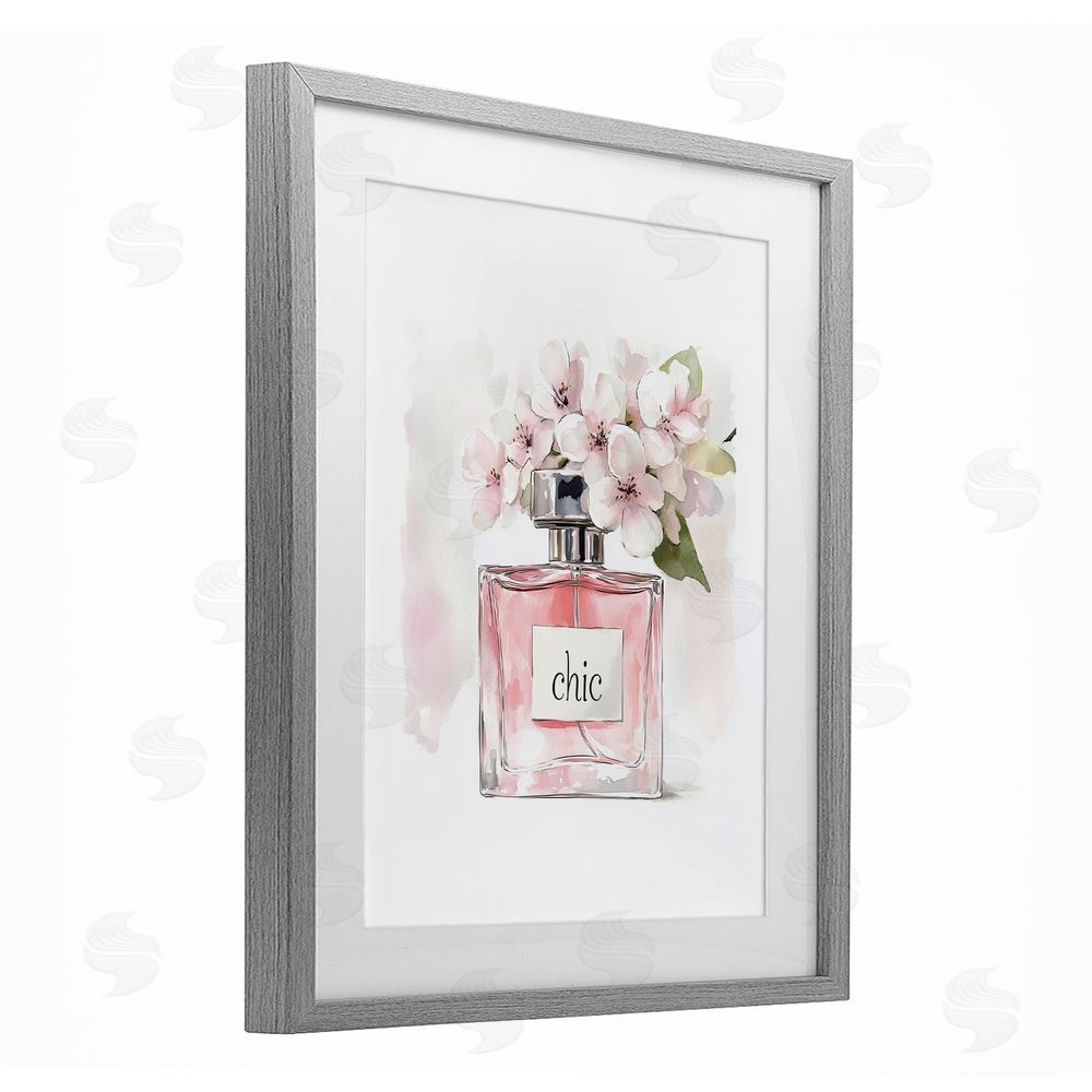 Christine Simpson Art Cherry Blossom Chic Perfume Gray Framed Print Under Glass Wall Art