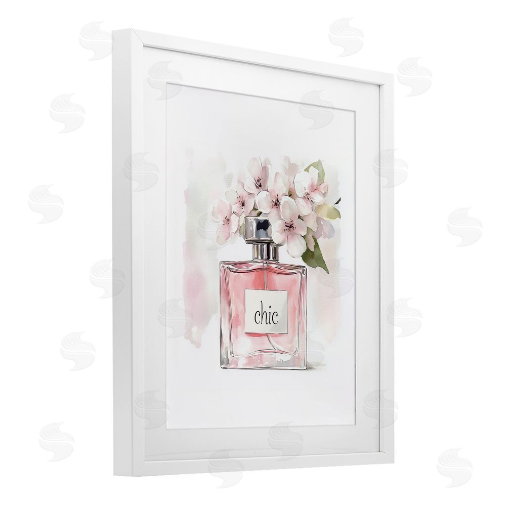 Christine Simpson Art Cherry Blossom Chic Perfume White Framed Print Under Glass Wall Art