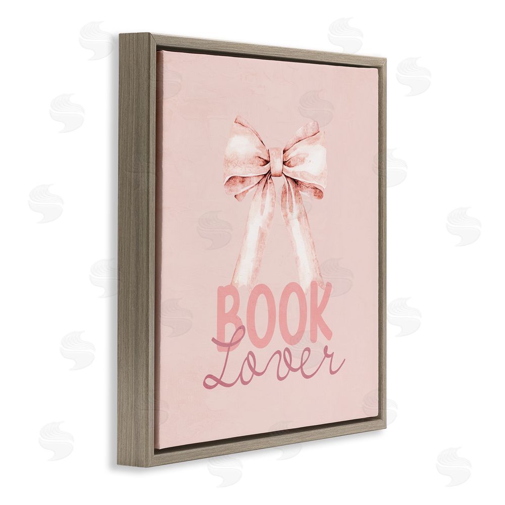 Kim Allen Blush Pink Book Lover Brown Floating Frame Canvas Wall Art Print