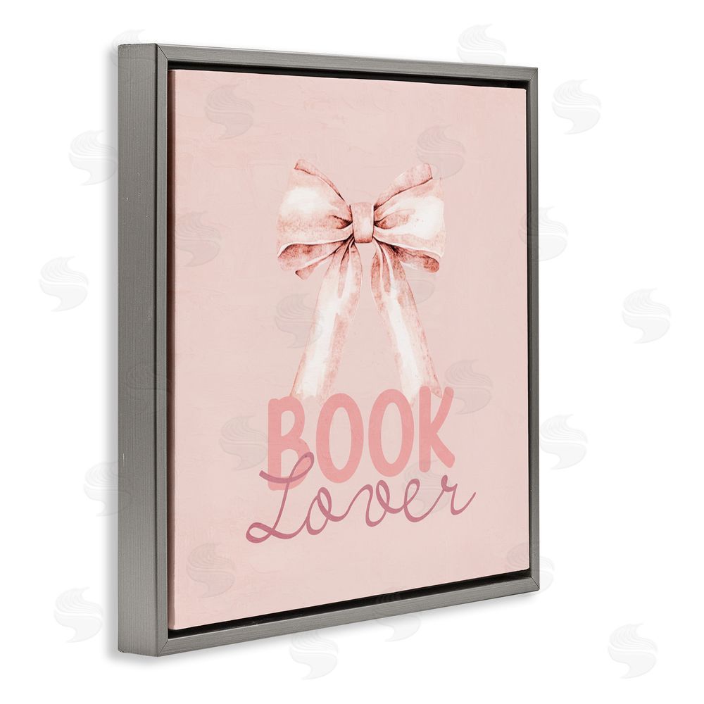 Kim Allen Blush Pink Book Lover Gray Floating Frame Canvas Wall Art Print