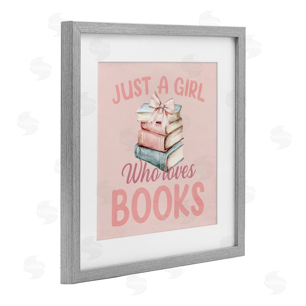 Kim Allen Reader Girl Who Loves Books Gray Framed Print Under Glass Wall Art