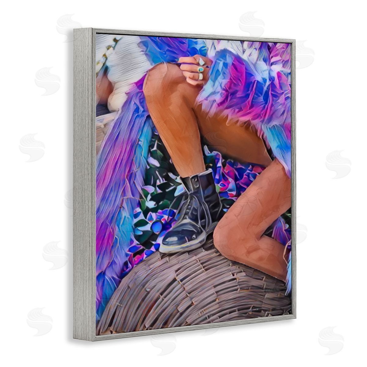 Jesse Keith Purple Fur & Boots Gray Framed Giclee Print Wall Art