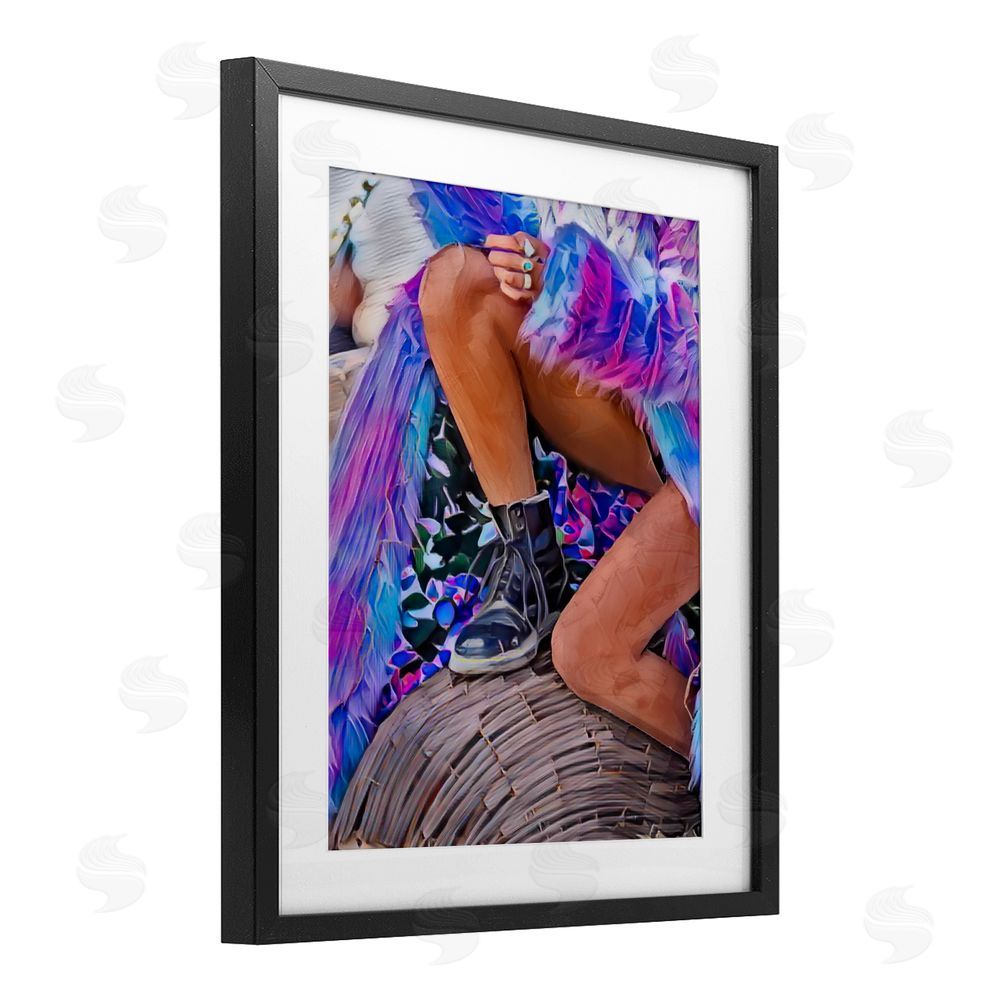 Jesse Keith Purple Fur & Boots Black Framed Print Under Glass Wall Art