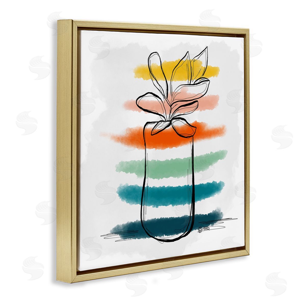 Beki Marquardt Plant with Color Streaks Canvas Wall Art Print