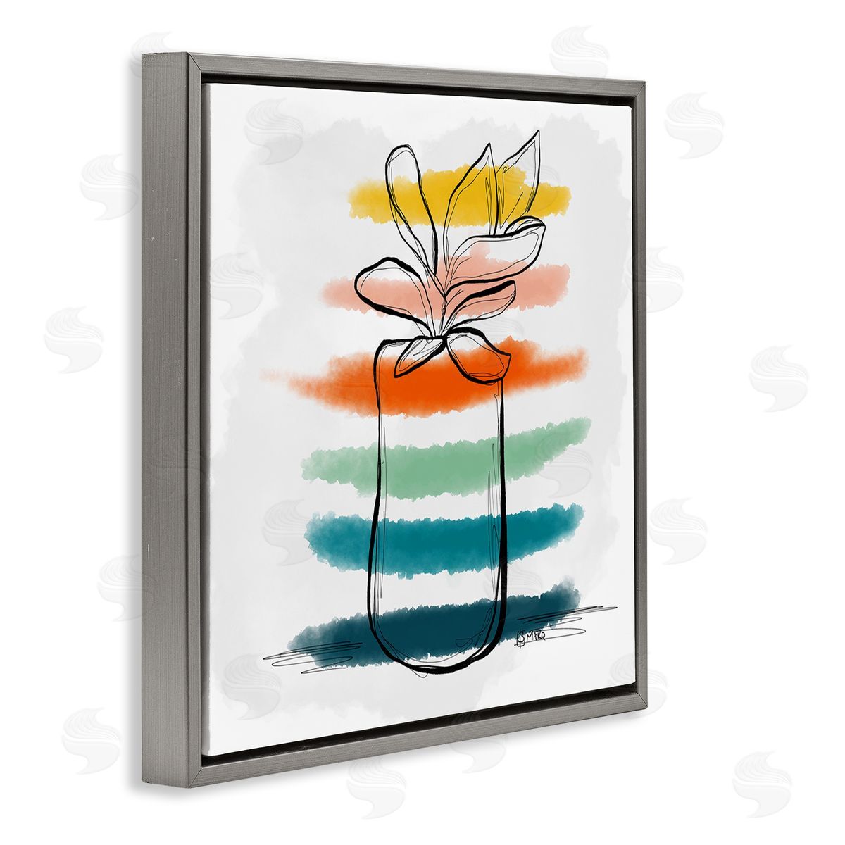 Beki Marquardt Plant with Color Streaks Canvas Wall Art Print
