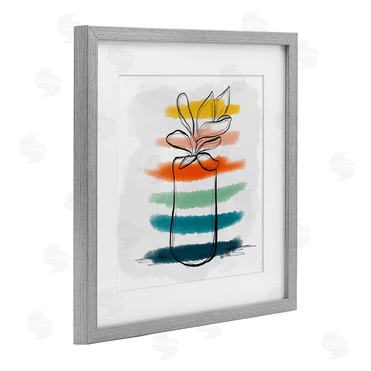 Beki Marquardt Plant with Color Streaks Canvas Wall Art Print