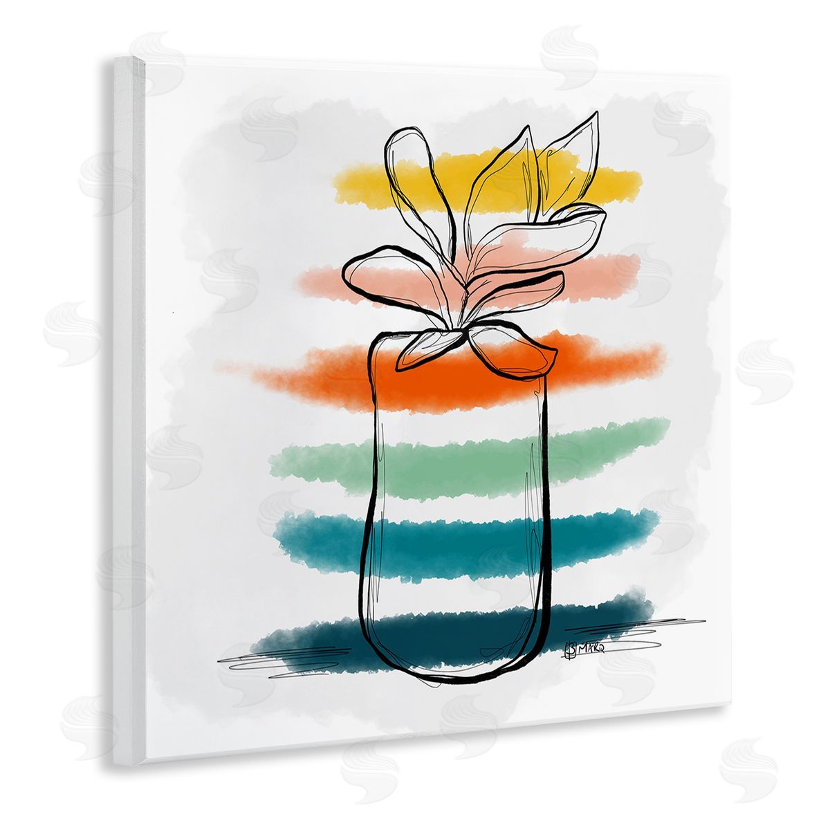 Beki Marquardt Plant with Color Streaks Canvas Wall Art Print