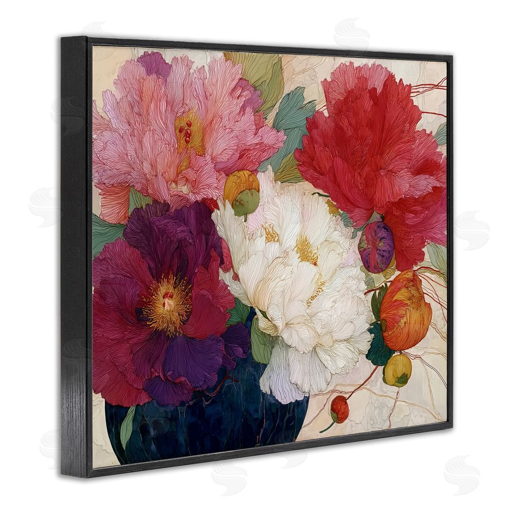 Annabelle Hall Haiku Ornate Flower Petals Black Framed Giclee Print Wall Art