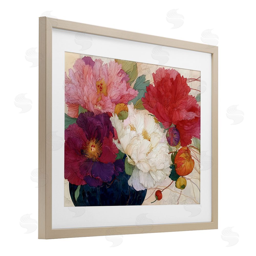 Annabelle Hall Haiku Ornate Flower Petals Brown Framed Print Under Glass Wall Art