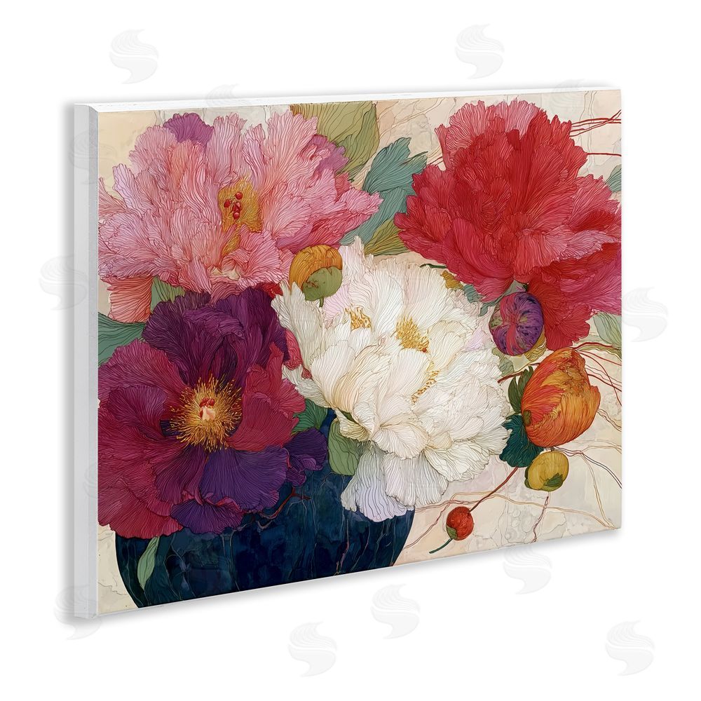 Annabelle Hall Haiku Ornate Flower Petals Wooden Wall Plaque Art Print