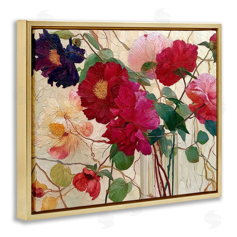 Annabelle Hall Haiku Flower Vase Gold Floating Frame Canvas Wall Art Print