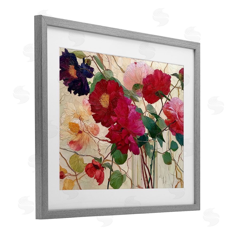 Annabelle Hall Haiku Flower Vase Gray Framed Print Under Glass Wall Art