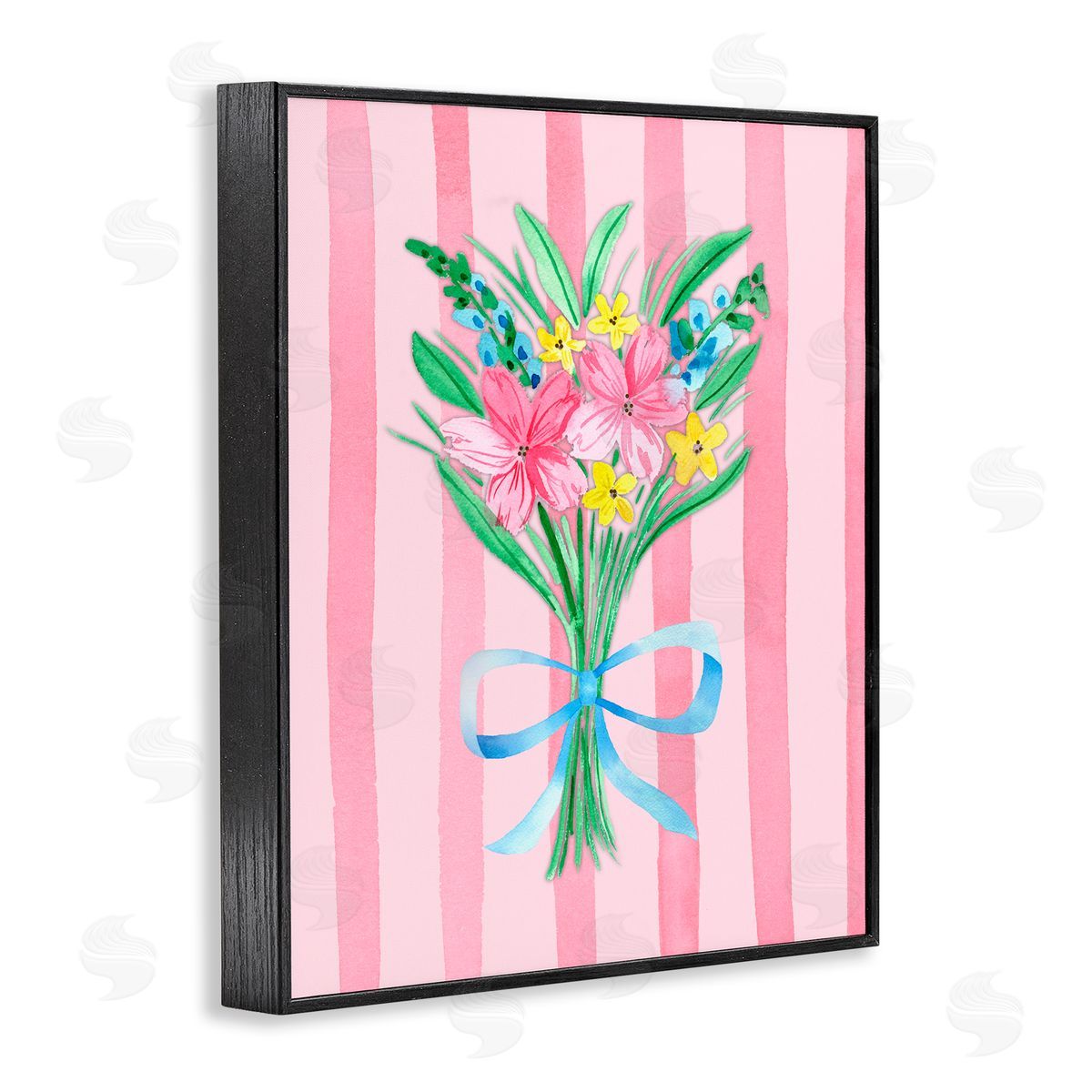 Nina Jacobs Spring Bouquet Pink & Blue Black Framed Giclee Print Wall Art