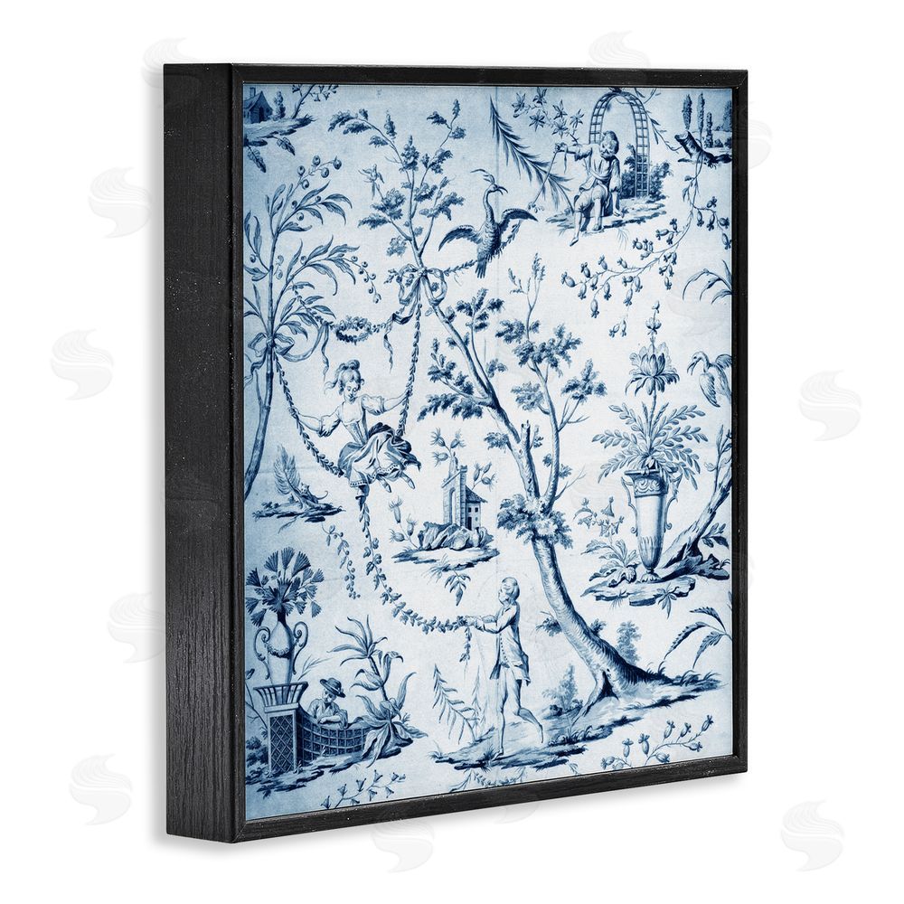 Vintage Hustle Vintage Toile Scene Black Framed Giclee Print Wall Art