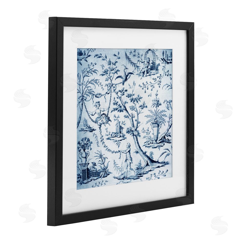 Vintage Hustle Vintage Toile Scene Black Framed Print Under Glass Wall Art