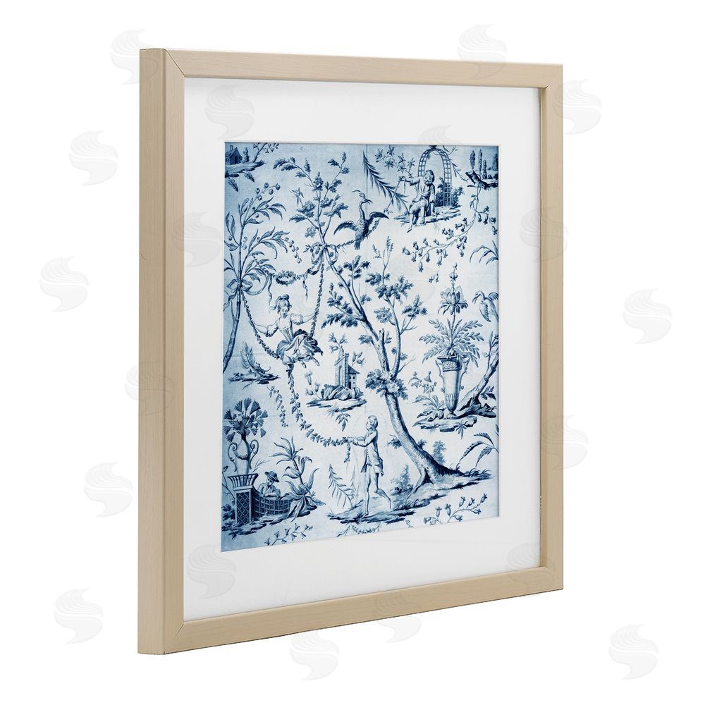 Vintage Hustle Vintage Toile Scene Brown Framed Print Under Glass Wall Art