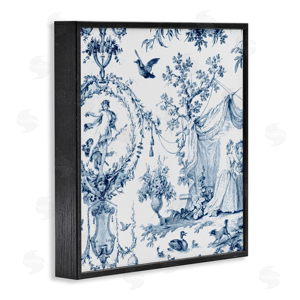 Vintage Hustle Classic Toile Scene Black Framed Giclee Print Wall Art