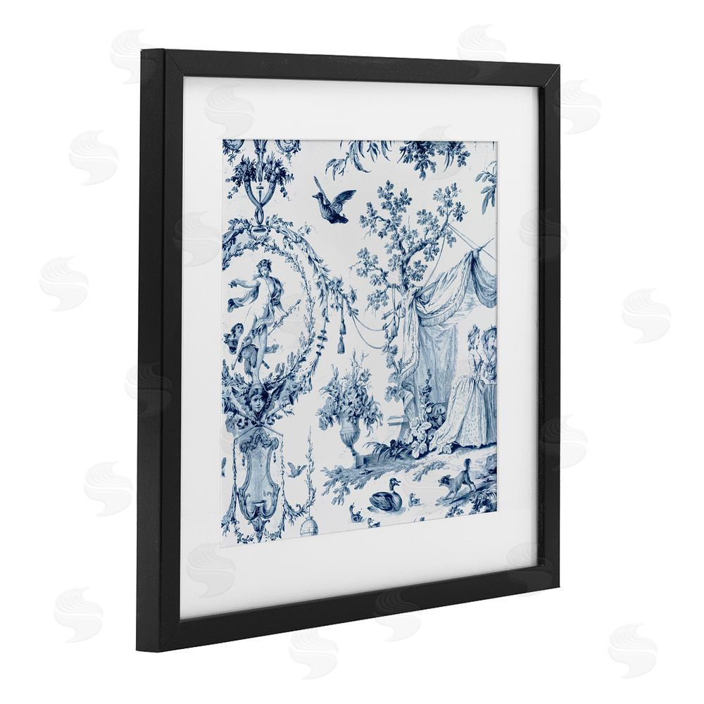 Vintage Hustle Classic Toile Scene Black Framed Print Under Glass Wall Art